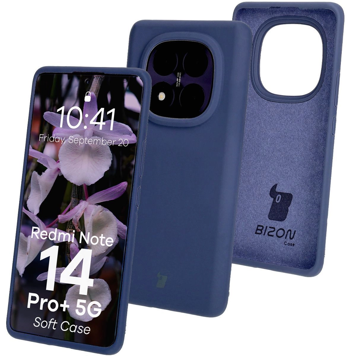 Etui Bizon Silikonowe Soft do Xiaomi Redmi Note 14 Pro Plus 5G Ciemno-niebieski
