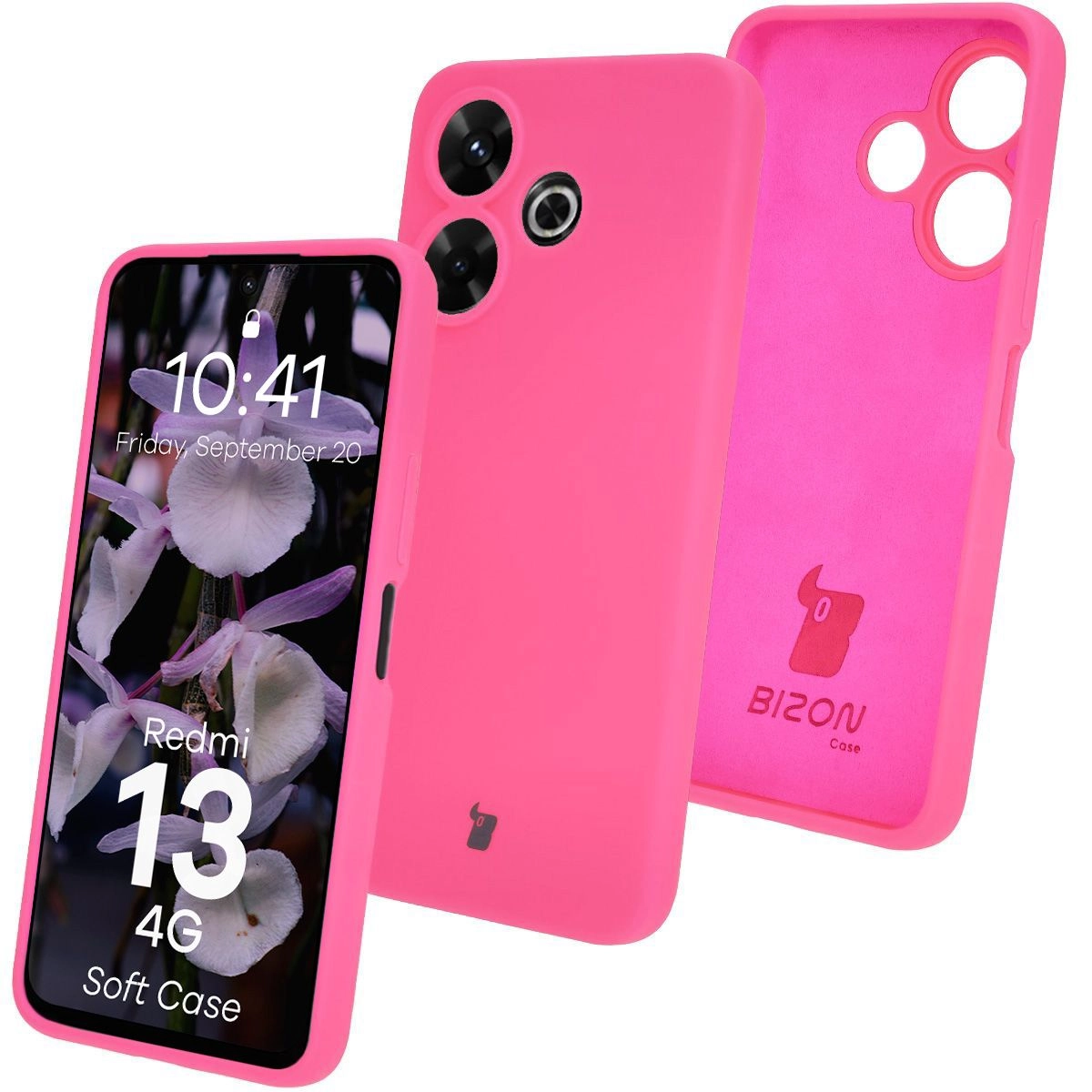 Etui Bizon Silikonowe Soft do Xiaomi Redmi 13 4G Neonowo-różowy