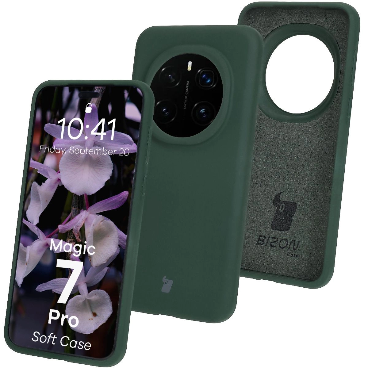 Etui Bizon Silikonowe Soft do Honor Magic7 Pro Ciemnozielony