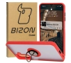 Etui Bizon z uchwytem na palec Hybrid Ring do Galaxy A26 5G Przydymione z czerwoną ramką