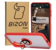 Bizon z uchwytem na palec Hybrid Ring do Galaxy A26 5G Przydymione z czerwoną ramką