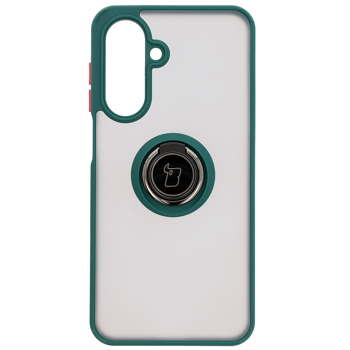 Etui Bizon z uchwytem na palec Hybrid Ring do Galaxy A26 5G Przydymione z ciemnozieloną ramką