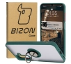 Etui Bizon z uchwytem na palec Hybrid Ring do Galaxy A26 5G Przydymione z ciemnozieloną ramką