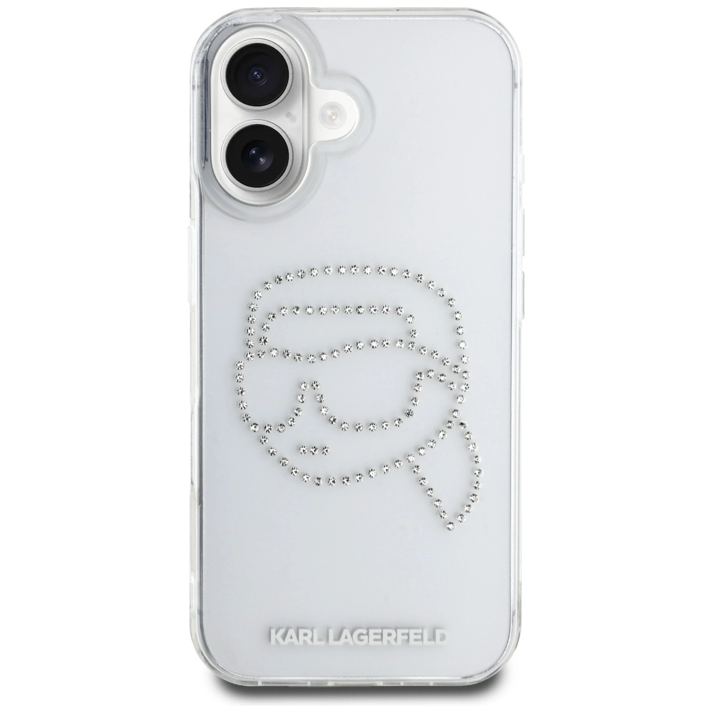 Etui Karl Lagerfeld IML Rhinestones Karl Head do iPhone 16 Przezroczysty