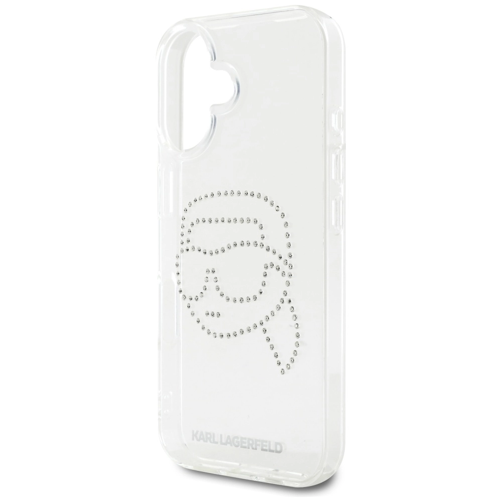 Etui Karl Lagerfeld IML Rhinestones Karl Head do iPhone 16 Przezroczysty
