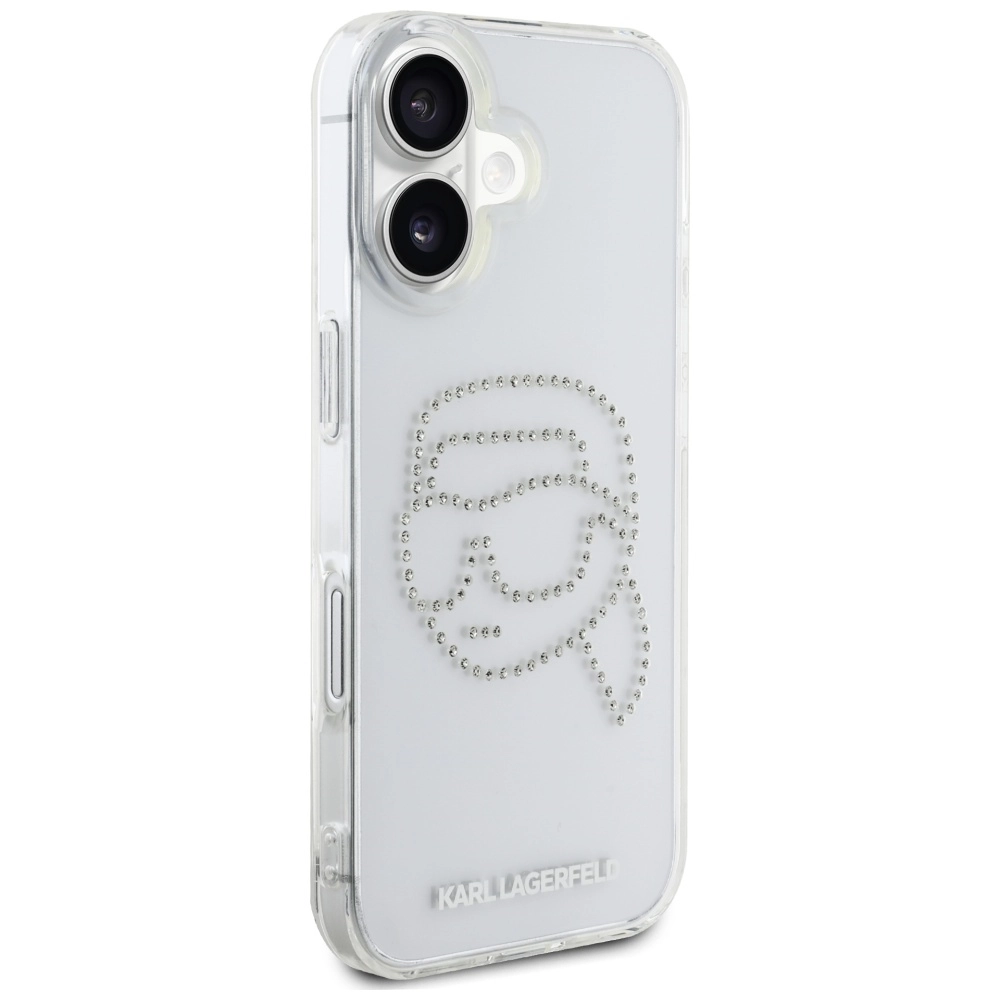 Etui Karl Lagerfeld IML Rhinestones Karl Head do iPhone 16 Przezroczysty