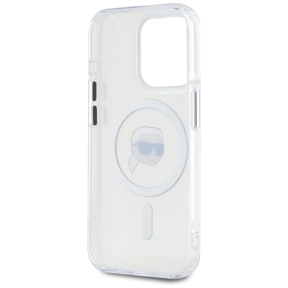 Etui Karl Lagerfeld IML Metal Karl Head MagSafe do iPhone 15 Pro Max Biały