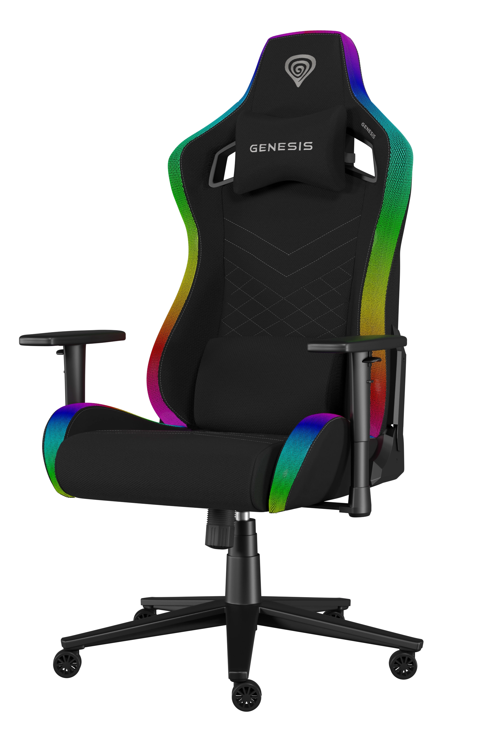 Fotel Genesis Trit 660 RGB Gamingowy do 150kg Tkanina Czarny
