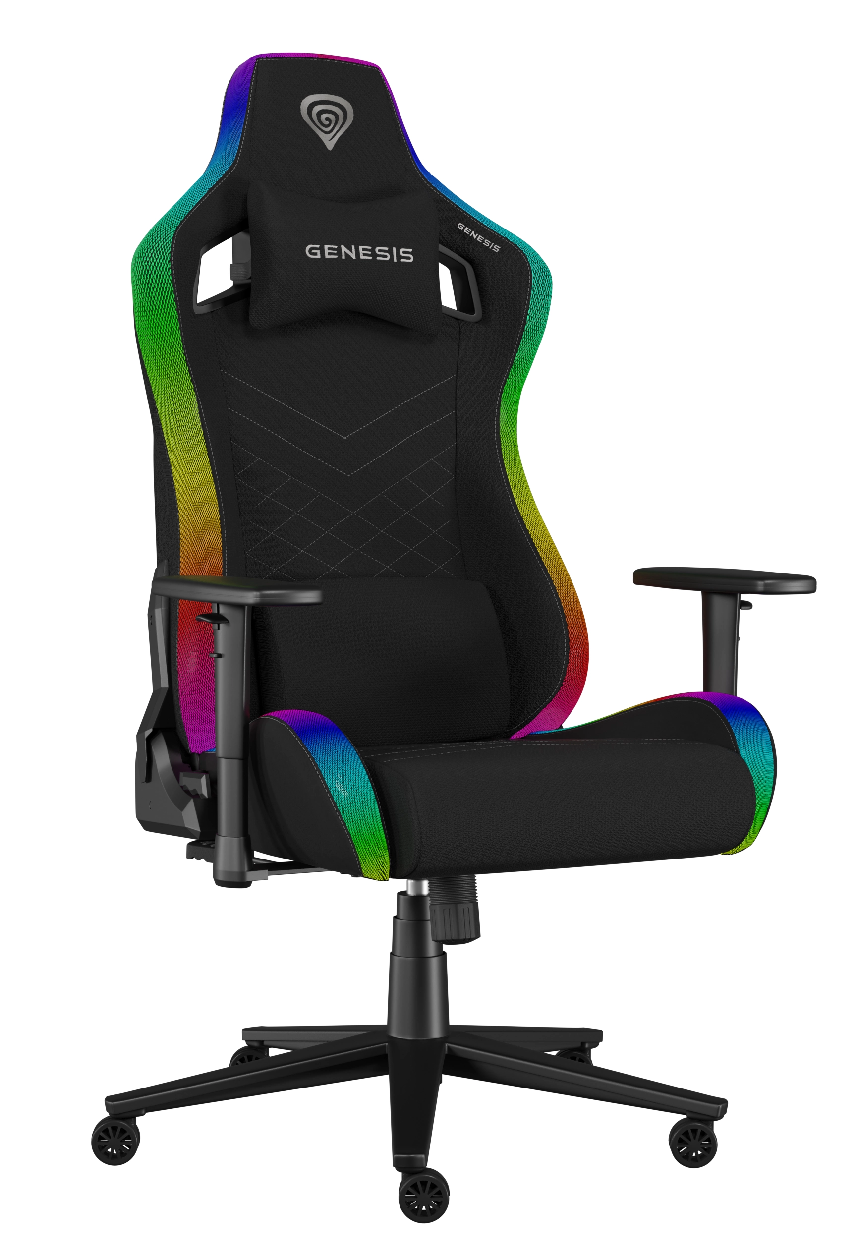 Fotel Genesis Trit 660 RGB Gamingowy do 150kg Tkanina Czarny