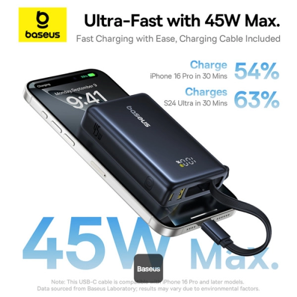 Powerbank Baseus PicoGo Digital Display 10000mAh 45W Czarny