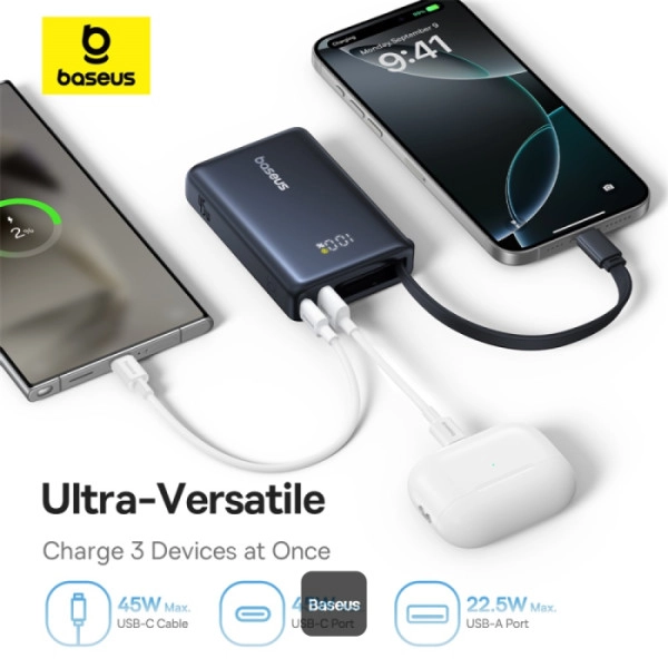 Powerbank Baseus PicoGo Digital Display 10000mAh 45W Czarny