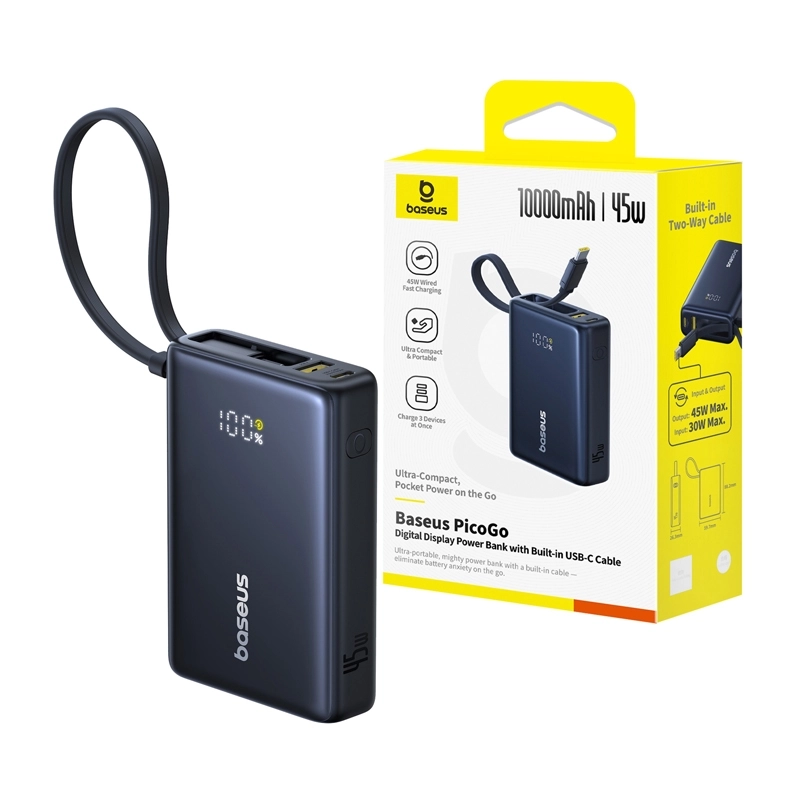 Powerbank Baseus PicoGo Digital Display 10000mAh 45W Czarny