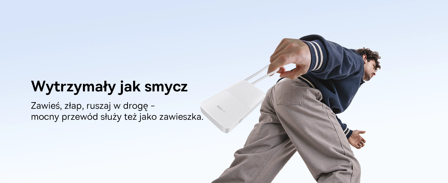 Powerbank Baseus Bipow 2 Pro 10000mAh 22.5W Cyfrowy wyświetlacz, Wbudowany kabel USB-C Biały