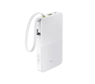 Baseus Bipow 2 Pro 10000mAh 22.5W Cyfrowy wyświetlacz, Wbudowany kabel USB-C Biały