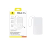 Powerbank Baseus Bipow 2 Pro 10000mAh 22.5W Cyfrowy wyświetlacz, Wbudowany kabel USB-C Biały