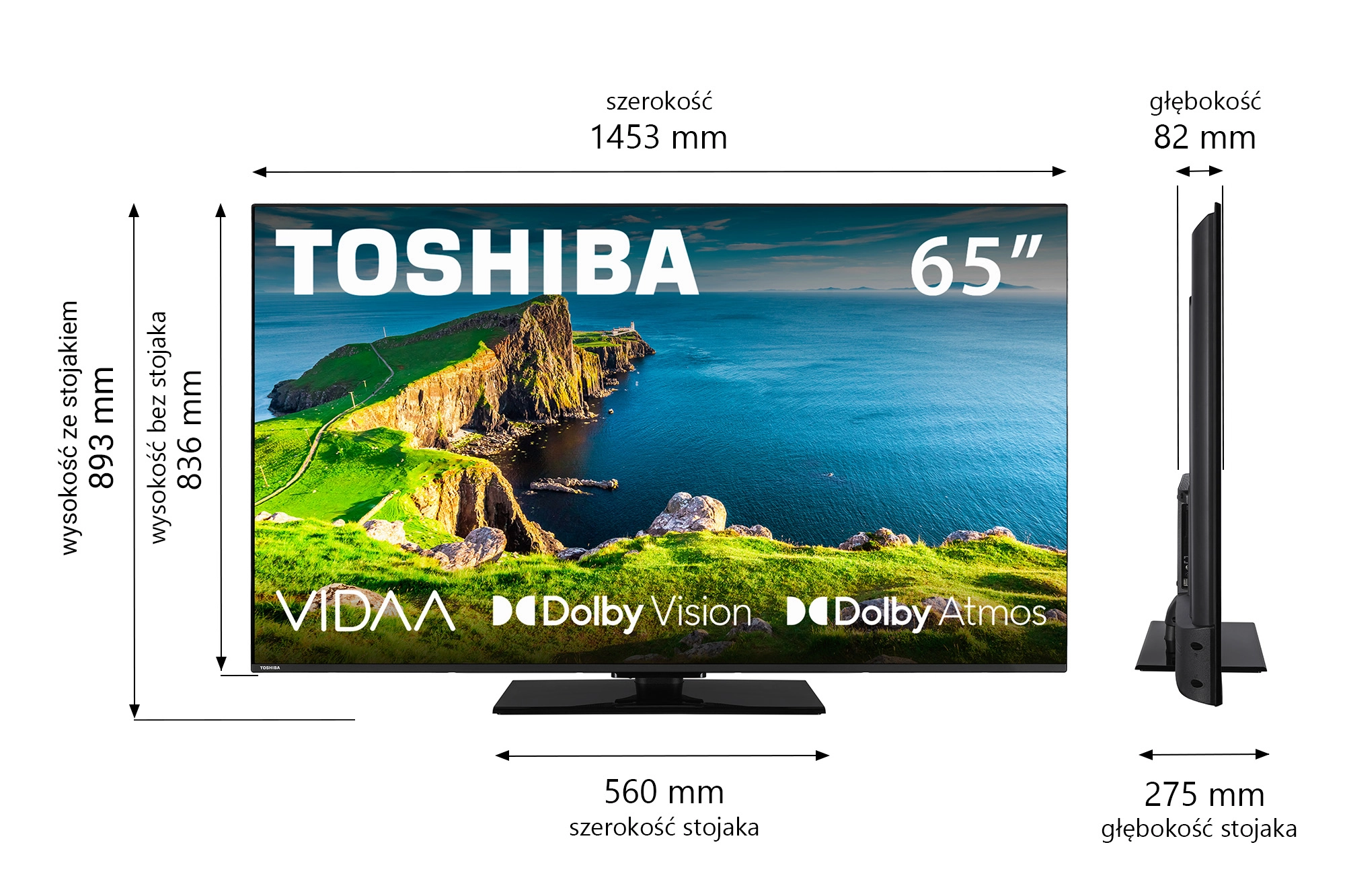 Telewizor Toshiba 65UV3F63DG 65" LED 4K Smart TV VIDAA Dolby Vision Dolby Atmos HDMI 2.1 DVB-T2