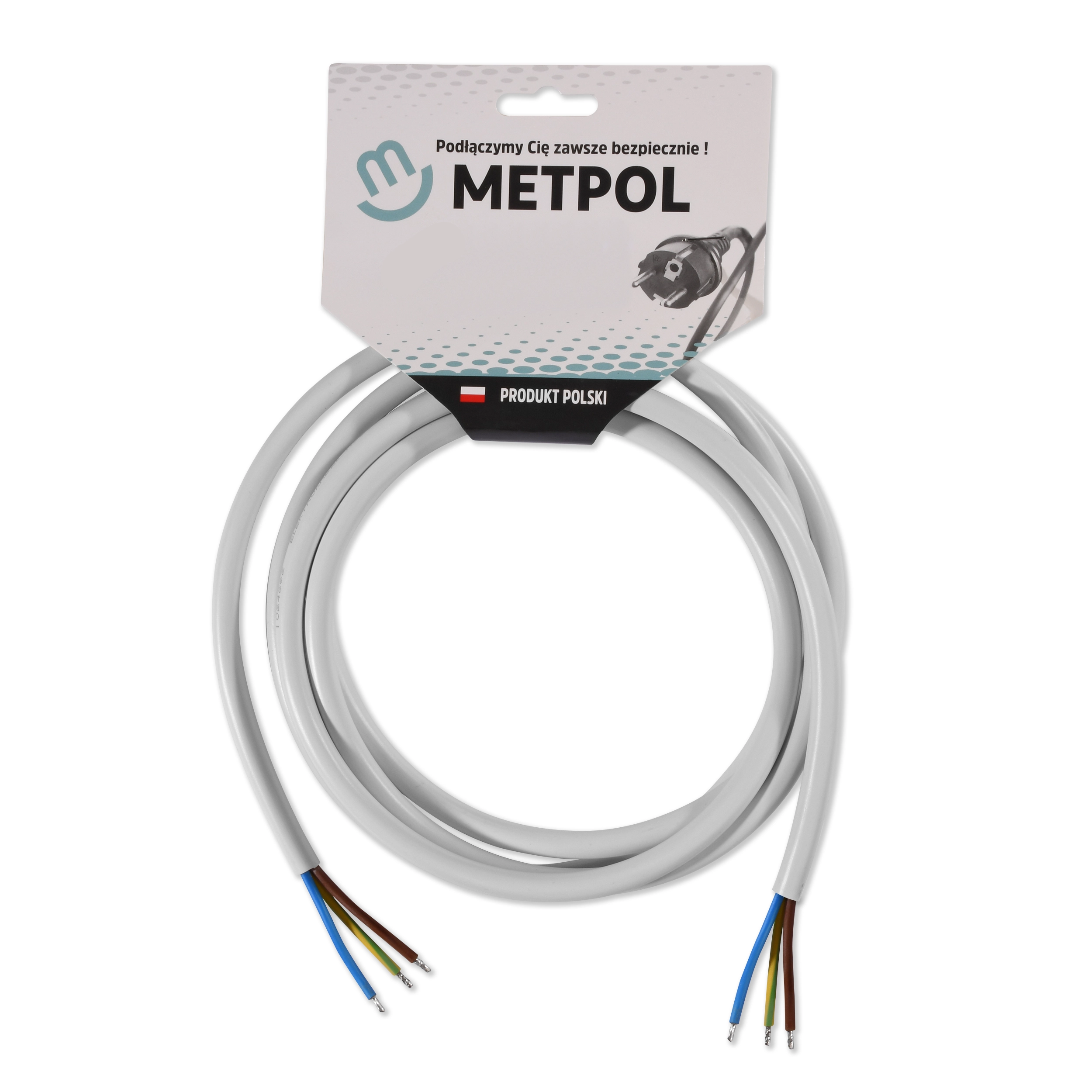 Kabel zasilający Metpol 3x2,5 dł. 2,5 m (H05VV-F 3G2,5 L-2500 art. 1351698/2031)