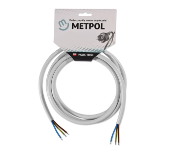 Kabel zasilający Metpol 3x2,5 dł. 2,5 m (H05VV-F 3G2,5 L-2500 art. 1351698/2031)