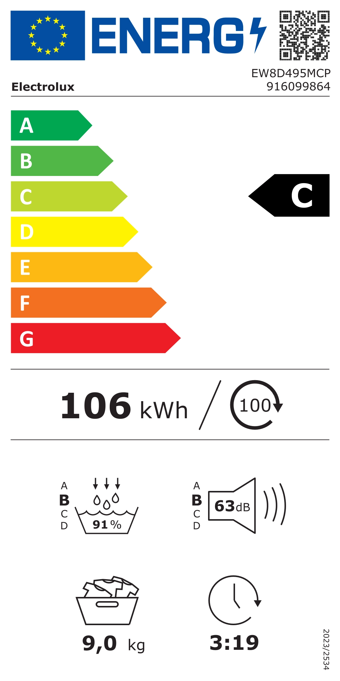 Zestaw Electrolux pralka 700 SteamCare EW7FX4492PQ 9kg 1400 obr/min + suszarka 800 UltraCare EW8D495MCP 63,8cm 9kg