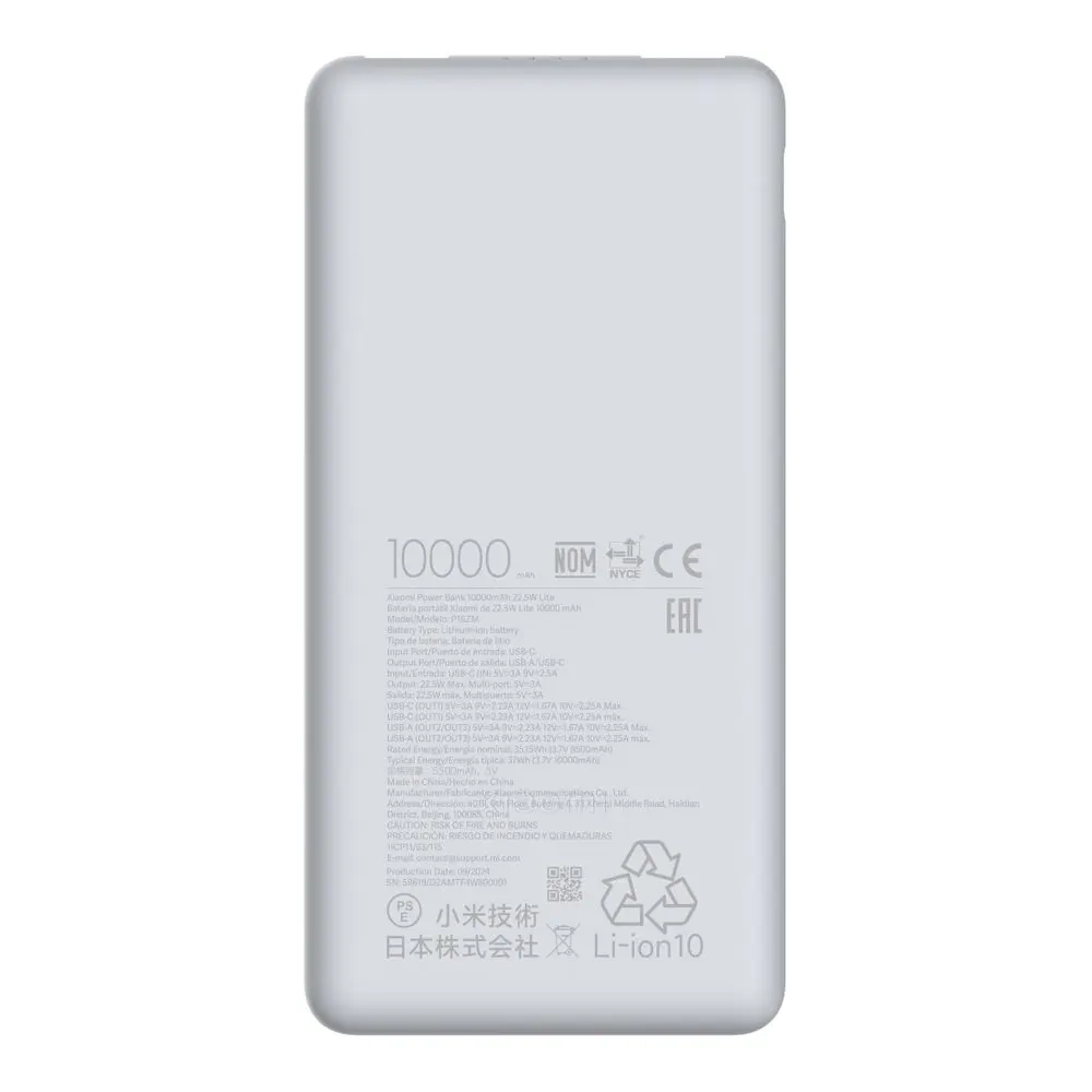 Powerbank Xiaomi P16ZM Lite 10000mAh 22.5 W Jasnoszary