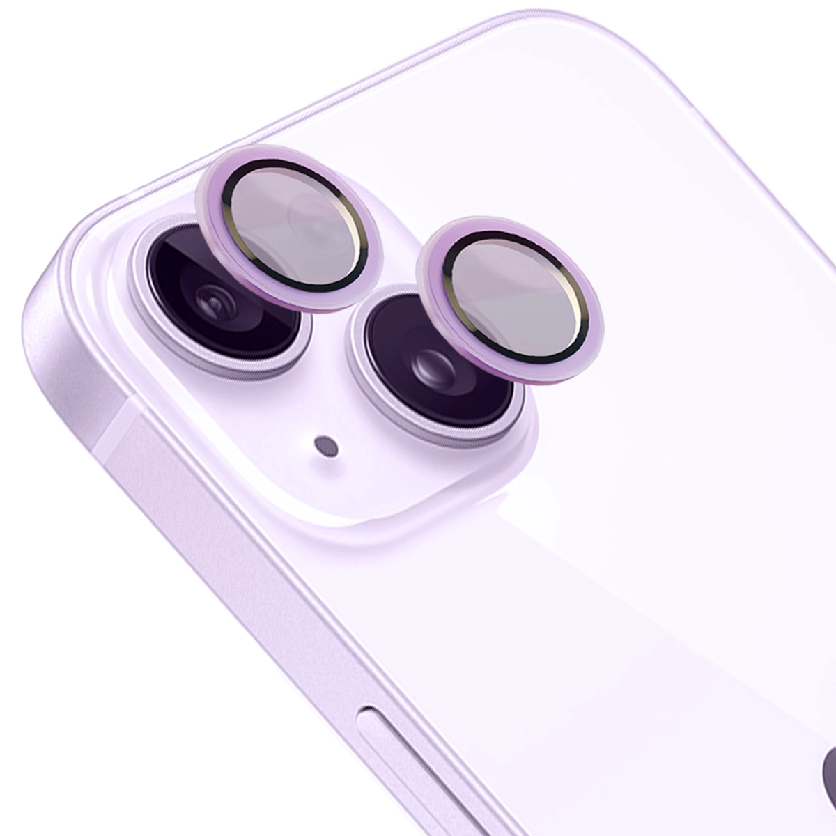 Szkło hartowane Bizon na aparat z aplikatorem Snap Lens do iPhone 14/14 Plus fioletowa ramka