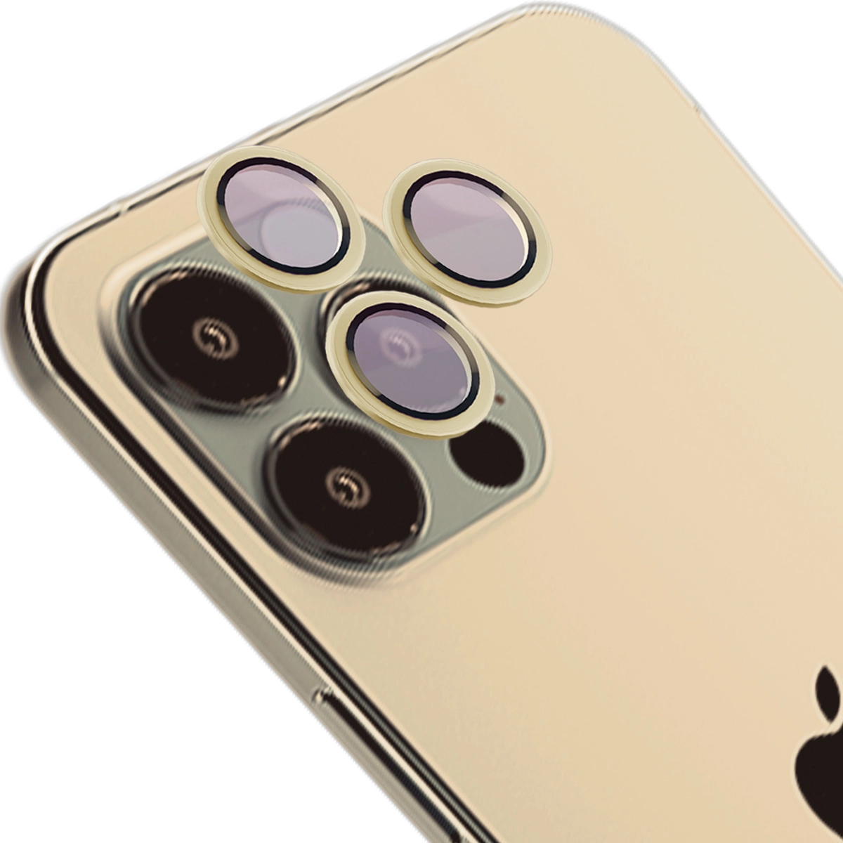 Szkło hartowane Bizon na aparat z aplikatorem Snap Lens do iPhone 12 Pro Max złota ramka