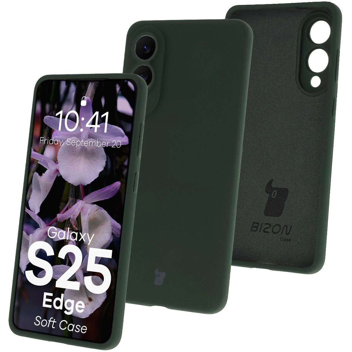 Etui Bizon Silikonowe Soft do Samsung Galaxy S25 Edge Ciemnozielony