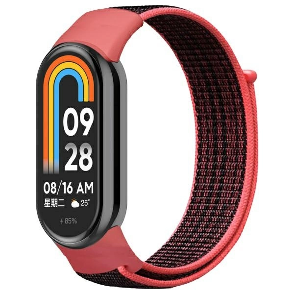 Pasek Beline do Mi Band 9/8 NylonLoop Czerwono-czarny