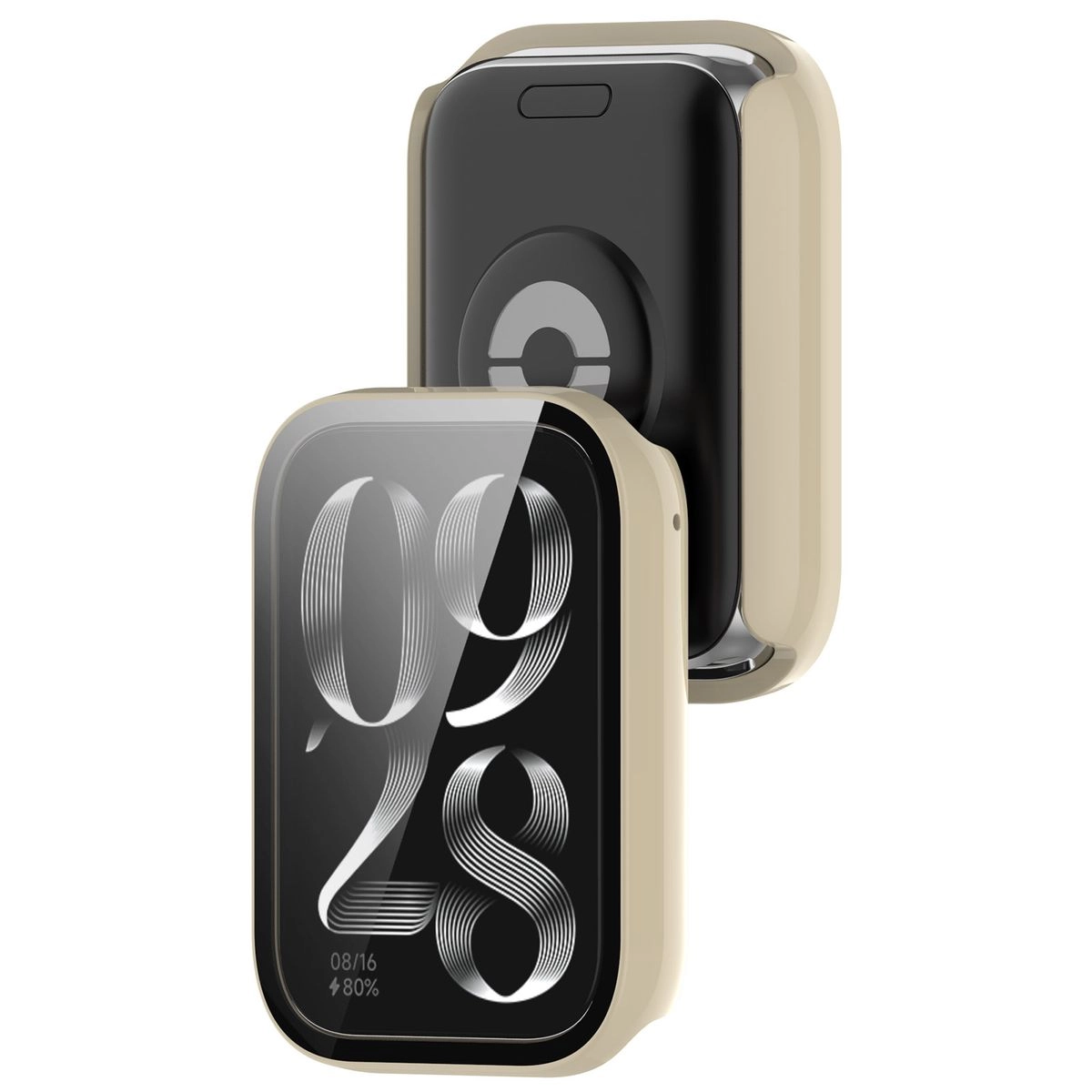 Nakładka na tarczę Bizon ze szkłem do Xiaomi Mi Smart Band 9 Pro beżowy