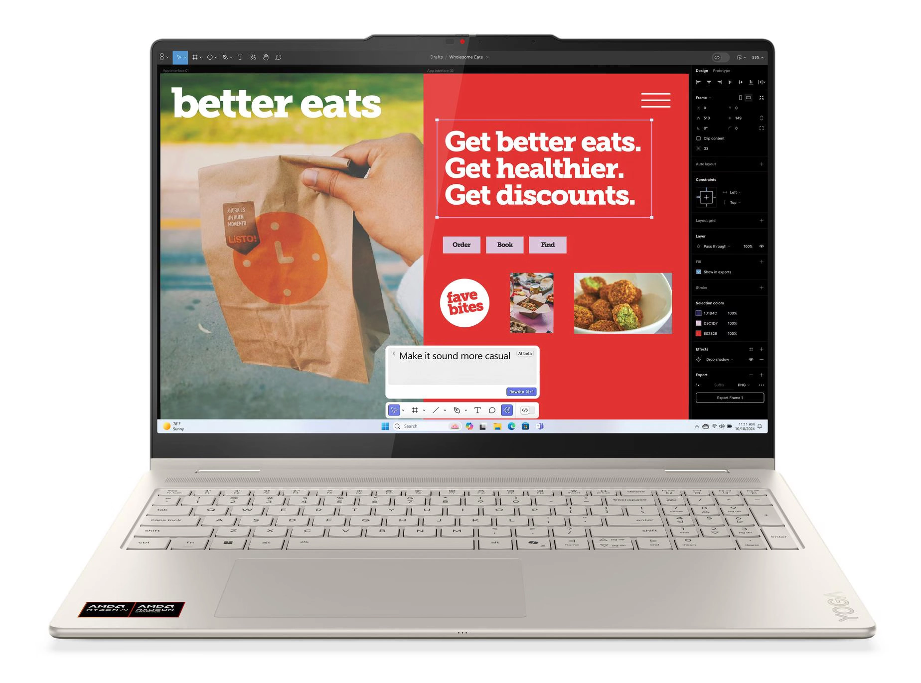 Laptop Lenovo Yoga 7 2-in-1 16AKP10 OLED 16" 120Hz Ryzen AI 7 350 16GB RAM 512GB Dysk SSD Win11 Beżowy Funkcje AI