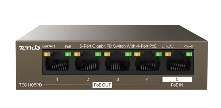 Switch Tenda TEG1105PD Szary
