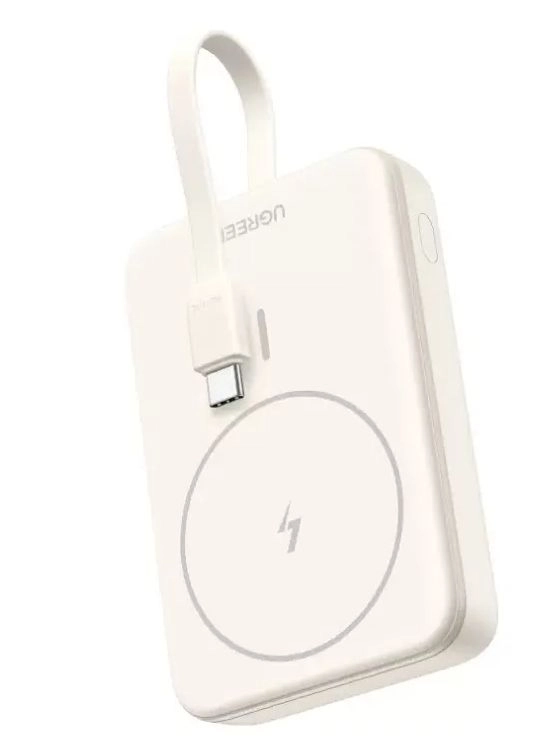 Powerbank UGREEN PB760 10000mAh PD 20W MagSafe Wbudowany kabel USB-C Różowy