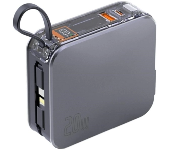 Powerbank 4smarts Lucid 3iw1 Hybrid Charger 10000mAh 20W Wbudowany kabel USB-C / Lightning Srebrny