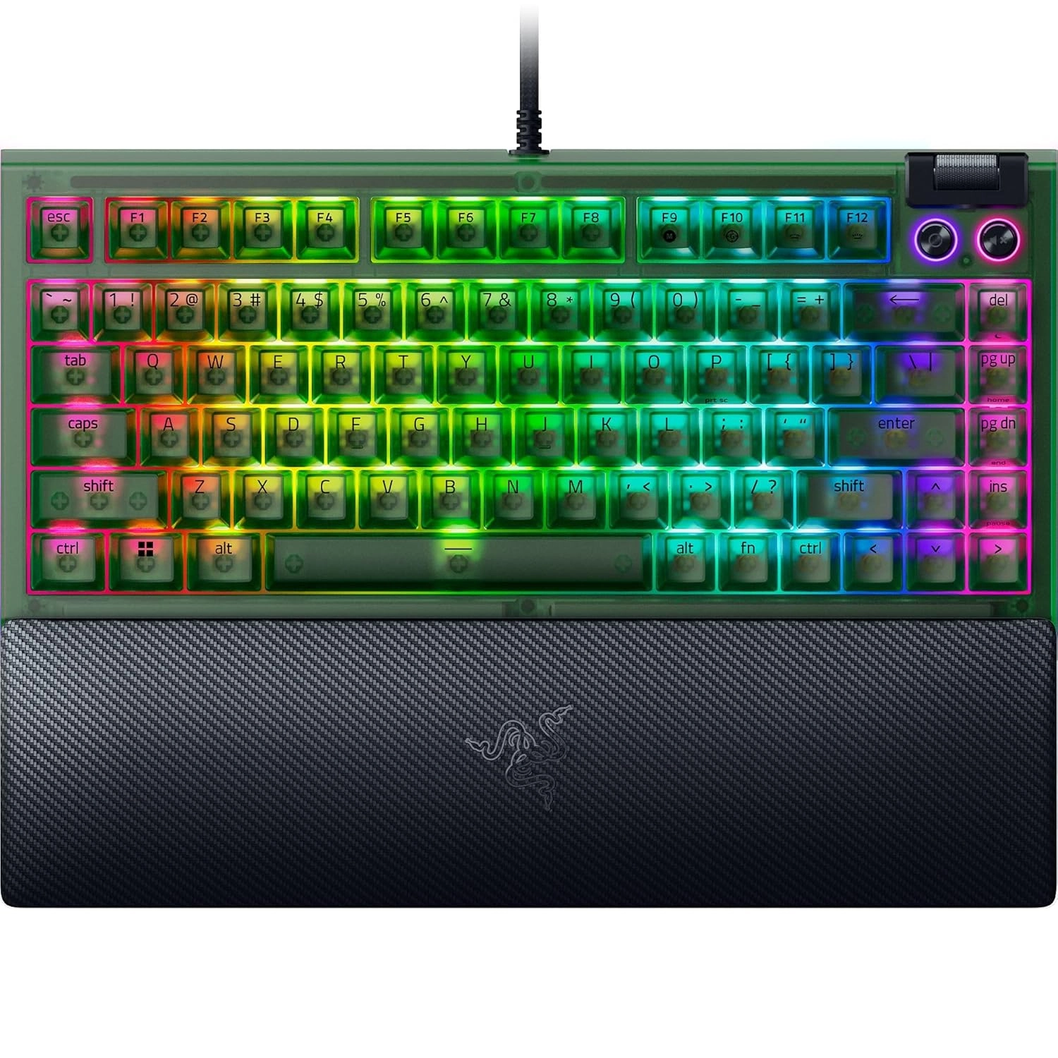 Klawiatura mechaniczna Razer BlackWidow V4 75% Phantom Green Edition Czarno-zielony