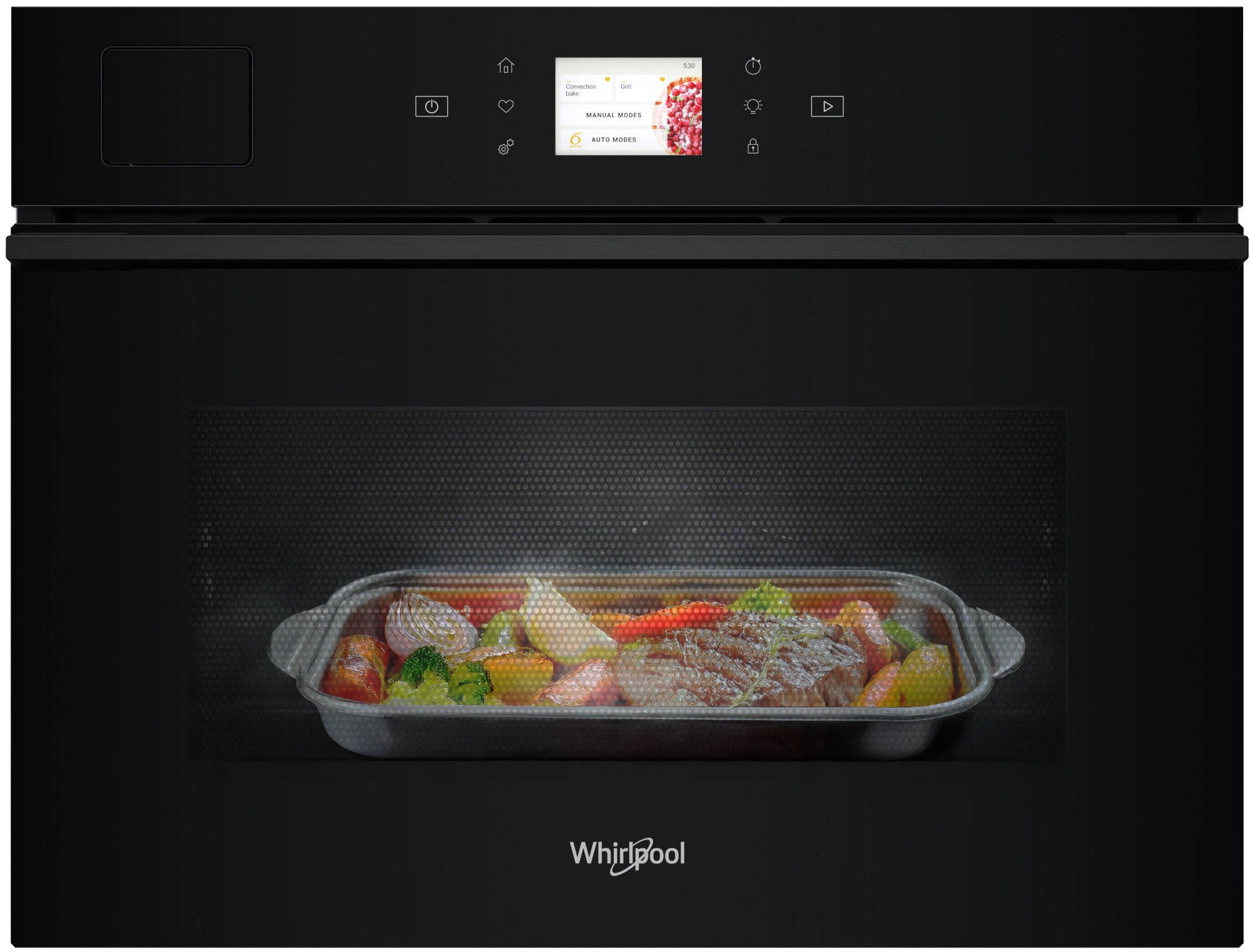 Piekarnik elektryczny parowy Whirlpool WCS9A9PHTSBA 45cm Sous vide Termoobieg Sonda Grill Czarny