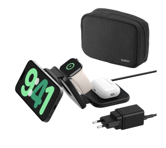 Adapter bezprzewodowego ładowania Belkin 3w1 Qi2 15W Czarny