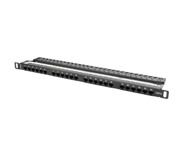 Patch panel Lanberg PPU6-0024-B 24 PORT 0.5U 19" KAT.6 UTP Czarny