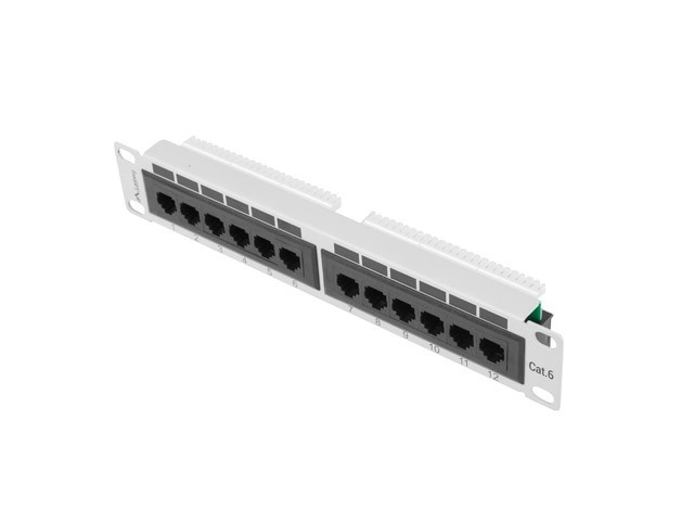 Patch panel Lanberg PPU6-9012-S 12 PORT 1U 10" KAT.6 UTP Szary