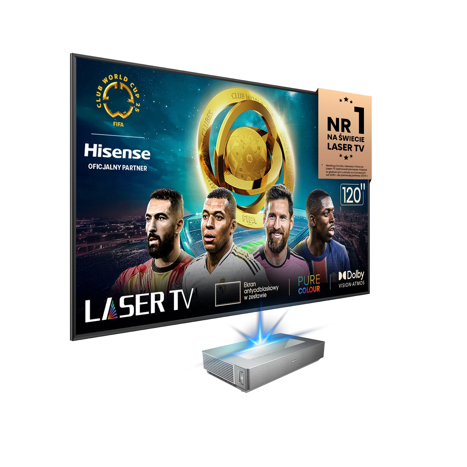 Hisense Laser TV - 120L5N - 4K UHD, Laser, Ekran ALR 120" w zestawie, Wi-Fi, BT, AirPlay, VIDAA OS