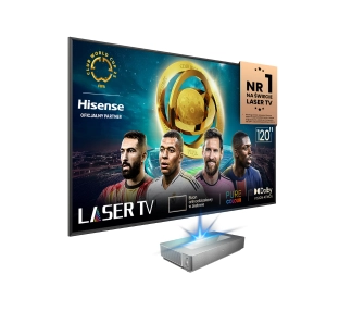 Projektor Hisense Laser TV - 120L5N - 4K UHD, Laser, Ekran ALR 120" w zestawie, Wi-Fi, BT, AirPlay, VIDAA OS
