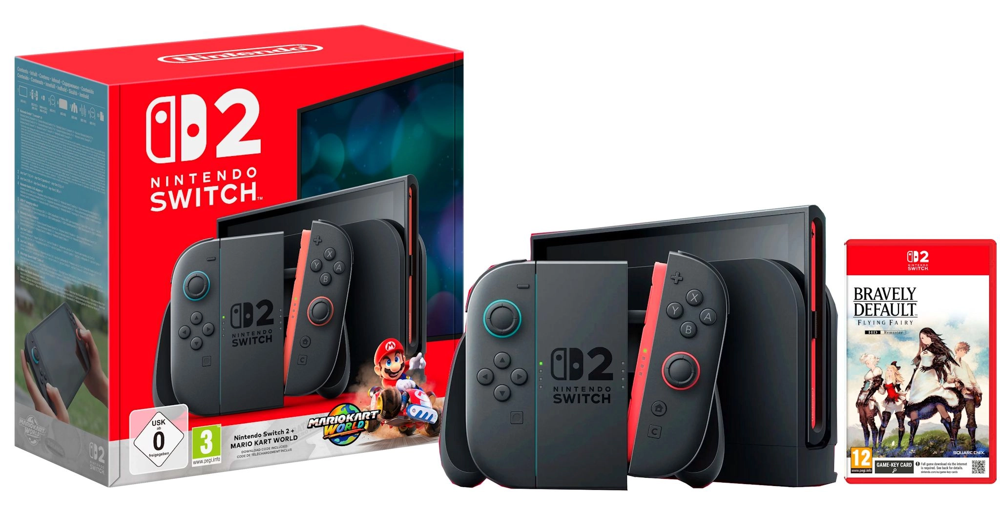 Konsola Nintendo Switch 2 Joy-Con Czarny + Mario Kart World + Bravely Default: Flying Fairy HD Remaster