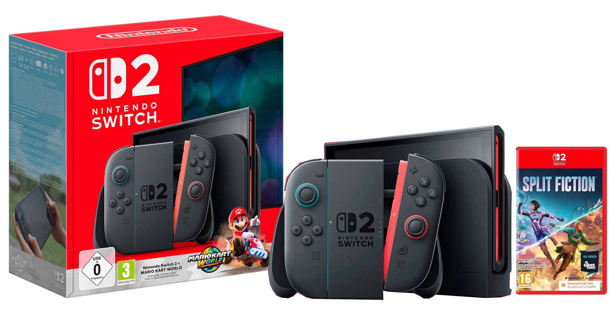 Konsola Nintendo Switch 2 Joy-Con Czarny + Mario Kart World + Split Fiction