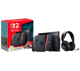 Konsola Nintendo Switch 2 Joy-Con Czarny + Mario Kart World + Słuchawki bezprzewodowe SteelSeries Arctis Nova 5P