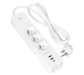 Listwa Orno OR-SH-17520/W  3 gniazda, 2x USB-A, 1x USB-C Tuya Smart Wi-Fi Biały