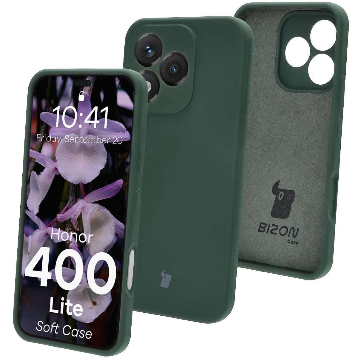 Etui Bizon Soft do Honor 400 Lite 5G Ciemnozielony