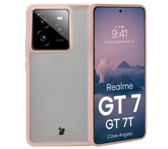 Etui Bizon Angelo do Realme GT 7 / Realme GT 7T z różową ramką