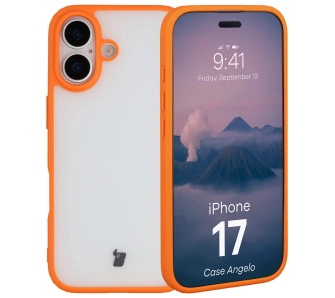 Etui Bizon Angelo do Apple iPhone 17 z pomarańczową ramką