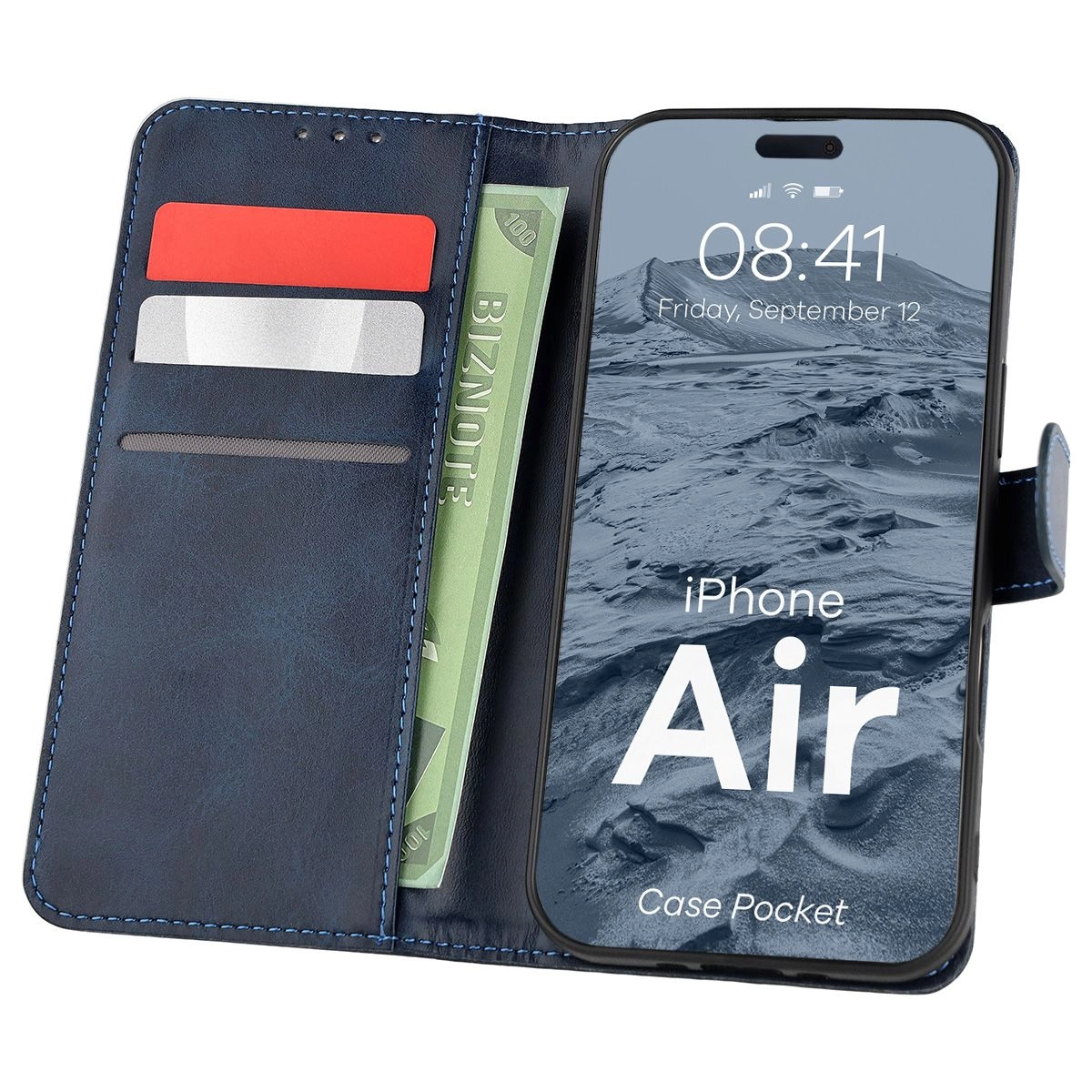 Etui Bizon z klapką Pocket do Apple iPhone Air Granatowy