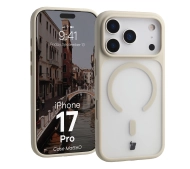 Bizon MatteO z MagSafe do Apple iPhone 17 Pro Półprzezroczyste z beżową ramką