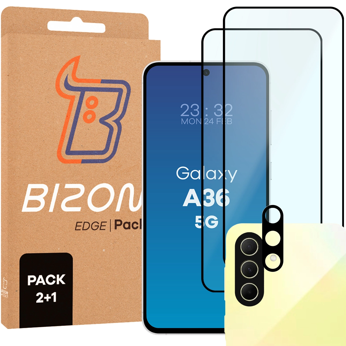 Zestaw ochronny Bizon 2x szkło + szybka na aparat Edge 2 Pack do Samsung Galaxy A36 5G